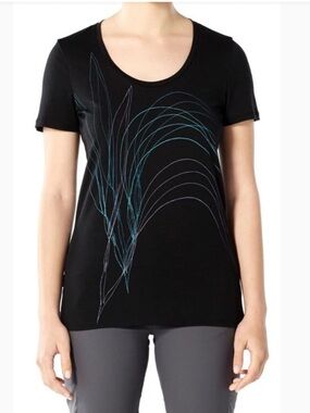 Icebreaker EUC Women's Black Tech Lite Short Sleeve Scoop neck T-Shirt -Size XL-
